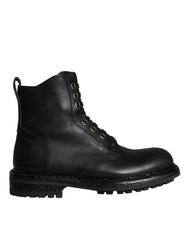 Dolce & Gabbana Schwarze geschnürte Wadenhohe Stiefel Herrenschuhe