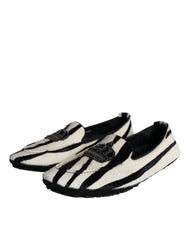 Dolce & Gabbana Slip-on Loafer für Herren aus Kalbsfell, Schwarz-Weiß