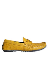 Dolce & Gabbana Gelbe Leder-Slipper Mokassin Loafers Schuhe