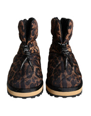 Dolce & Gabbana Braune Leoparden-Stiefeletten Gepolsterte Schuhe