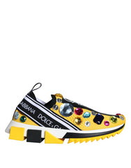 Dolce & Gabbana Gelbe Sorrento Kristalle Sneakers Damenschuhe