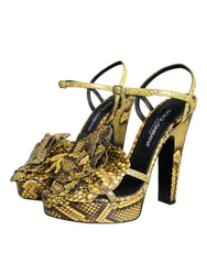 Dolce & Gabbana Gelbe Exotic Leder Knöchelriemen Sandalen Schuhe