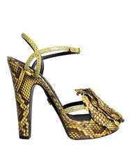 Dolce & Gabbana Gelbe Exotic Leder Knöchelriemen Sandalen Schuhe