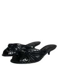 Dolce & Gabbana Schwarze Leder Pantoletten Sandalen Schuhe