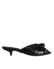 Dolce & Gabbana Schwarze Leder Pantoletten Sandalen Schuhe