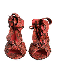 Dolce & Gabbana Koralle Exotische Leder High Heels Sandalen Schuhe