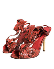 Dolce & Gabbana Koralle Exotische Leder High Heels Sandalen Schuhe