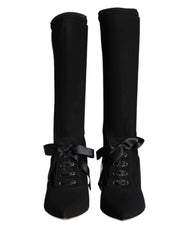 Dolce & Gabbana Schwarze Stiletto-Absätze, wadenlange Stiefel