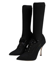 Dolce & Gabbana Schwarze Stiletto-Absätze, wadenlange Stiefel