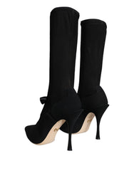 Dolce & Gabbana Schwarze Stiletto-Absätze, wadenlange Stiefel