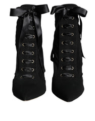 Dolce & Gabbana – Schwarze Stiefeletten aus Stretch-Jersey