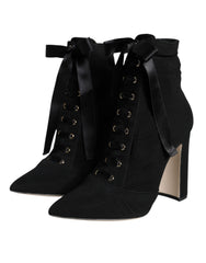 Dolce & Gabbana – Schwarze Stiefeletten aus Stretch-Jersey