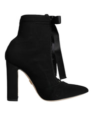 Dolce & Gabbana – Schwarze Stiefeletten aus Stretch-Jersey