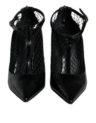 Dolce & Gabbana Schwarze Mesh Lackleder Pumps Schuhe