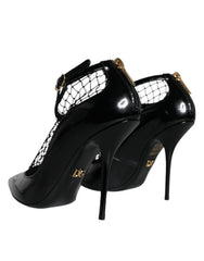 Dolce & Gabbana Schwarze Mesh Lackleder Pumps Schuhe