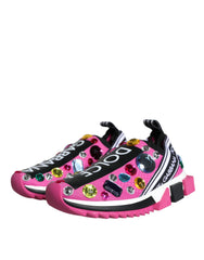 Dolce & Gabbana Pink Sorrento Kristalle Low Top Sneakers Schuhe