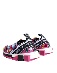 Dolce & Gabbana Pink Sorrento Kristalle Low Top Sneakers Schuhe