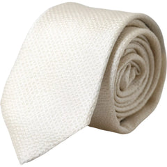 Dolce & Gabbana Off White 100% Seide Verstellbare Herren Krawatte