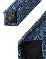 Dolce & Gabbana Blau Gemusterte 100% Seide Verstellbare Herrenkrawatte
