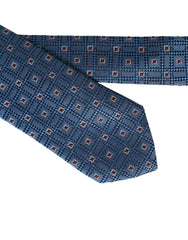 Dolce & Gabbana Blau Gemusterte 100% Seide Verstellbare Herrenkrawatte