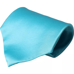 Dolce & Gabbana Light Blue Satinseide Breite Verstellbare Herrenkrawatte