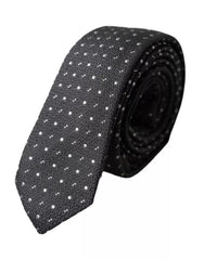 Dolce & Gabbana Schwarze Seidenkrawatte mit verstellbaren Punkten für Herren