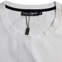 Dolce & Gabbana Weißes T-Shirt für Herren mit roten Lippen