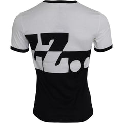 Dolce & Gabbana Schwarz Weißes T-Shirt mit Jazz-Print und kurzen Ärmeln aus Baumwolle