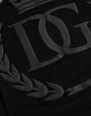 Dolce & Gabbana Schwarzes T-Shirt aus Baumwolle mit geprägtem Logo und Rundhalsausschnitt