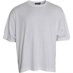 Dolce & Gabbana weißes Baumwoll-T-Shirt mit Rundhalsausschnitt und kurzen Ärmeln