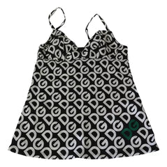 Dolce & Gabbana Schwarzer ärmelloser Badeanzug mit DG Mania Print