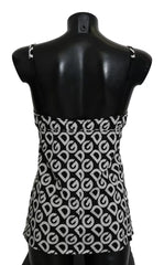 Dolce & Gabbana Schwarzer ärmelloser Badeanzug mit DG Mania Print