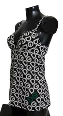 Dolce & Gabbana Schwarzer ärmelloser Badeanzug mit DG Mania Print