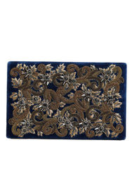 Dolce & Gabbana Blauer Samt Goldrahmen Clutch Abendtasche Partytasche