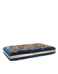 Dolce & Gabbana Blauer Samt Goldrahmen Clutch Abendtasche Partytasche