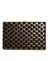 Dolce & Gabbana Gouden Kristal Tweevoudige Clutch Avond Feest Dames Portemonnee Tas