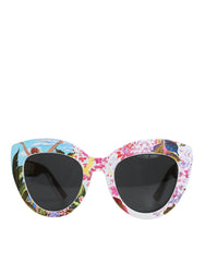 Dolce & Gabbana Sonnenbrille mit mehrfarbigem Holz- und Kristallrahmen sowie handbemaltem Blumenmuster