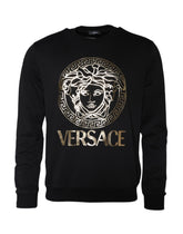 Versace Zwart Medusa Fleece Katoenen Ronde Hals Sweatshirt Sweater