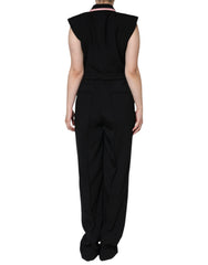 Dolce & Gabbana Schwarzes ärmelloses Jumpsuit-Kleid aus Wollmischung