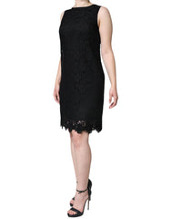 Dolce & Gabbana – Schwarzes, ärmelloses Minikleid aus floraler Spitze