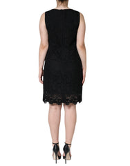 Dolce & Gabbana – Schwarzes, ärmelloses Minikleid aus floraler Spitze
