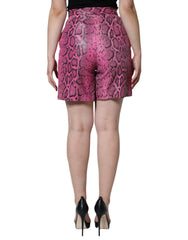 Dolce & Gabbana Pinke Leder High-Waist Hot Pants Shorts