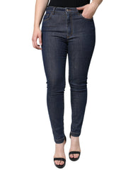 Dolce & Gabbana Dunkelblaue QUEEN Baumwoll-Skinny-Jeans