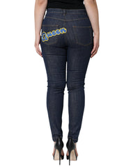 Dolce & Gabbana Dunkelblaue QUEEN Baumwoll-Skinny-Jeans