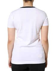 Dolce & Gabbana Weißes Eleganza Print Baumwoll-T-Shirt mit kurzen Ärmeln