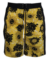 Dsquared² Gelb Schwarz Bedruckte Nylon Badeshorts