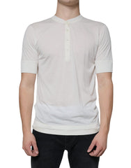 Dolce & Gabbana Off-White Baumwoll-T-Shirt mit kurzen Ärmeln