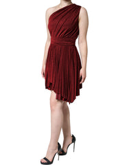 Dolce & Gabbana – Rotes, plissiertes A-Linien-Minikleid mit One-Shoulder-Träger