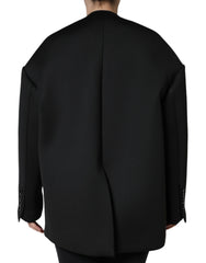 Dolce & Gabbana Schwarzer Doppelreihiger Mantel aus Polyester