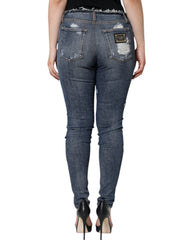 Dolce & Gabbana Blaue Jeans mit Used-Effekt aus Baumwoll-Stretch
